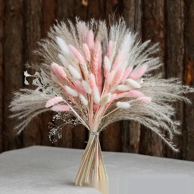 Small Dried Reed Flower Bouquet Finished Rabbit Tail Grass Mix And Mat