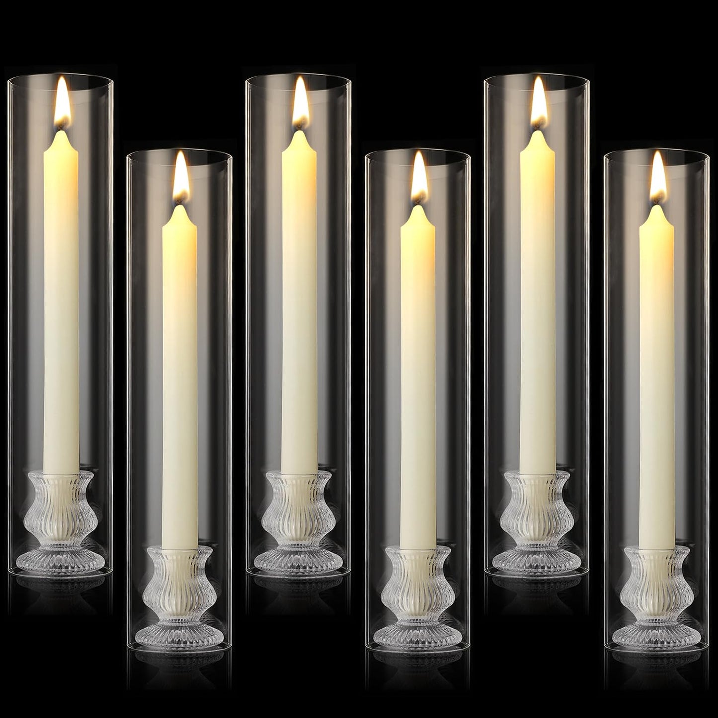 Glass Taper Candle Holder Table Set