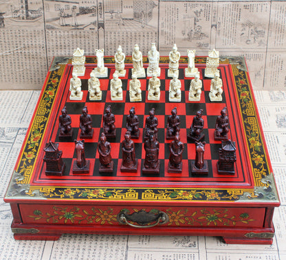 Antique Chess Set with Terracotta Warriors Design