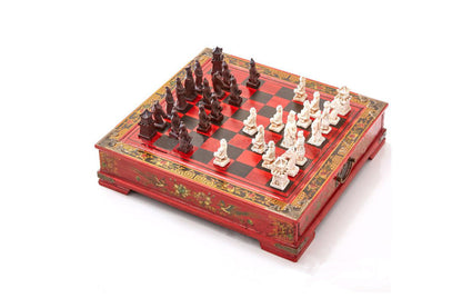 Antique Chess Set with Terracotta Warriors Design