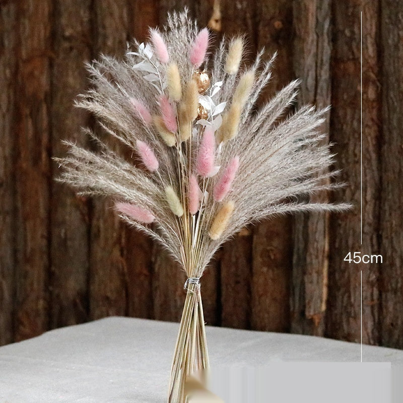 Small Dried Reed Flower Bouquet Finished Rabbit Tail Grass Mix And Mat