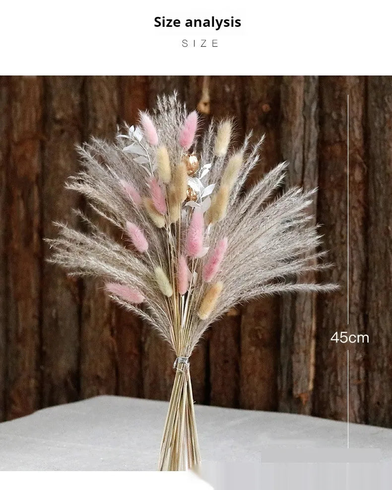 Small Dried Reed Flower Bouquet Finished Rabbit Tail Grass Mix And Mat