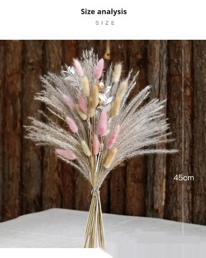 Small Dried Reed Flower Bouquet Finished Rabbit Tail Grass Mix And Mat