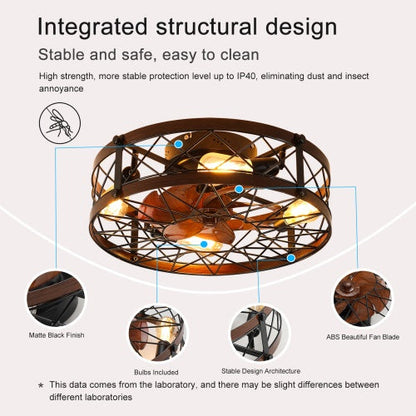 Black Cage Ceiling Fan with Light