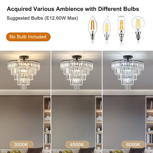 Contemporary Black Crystal Chandelier
