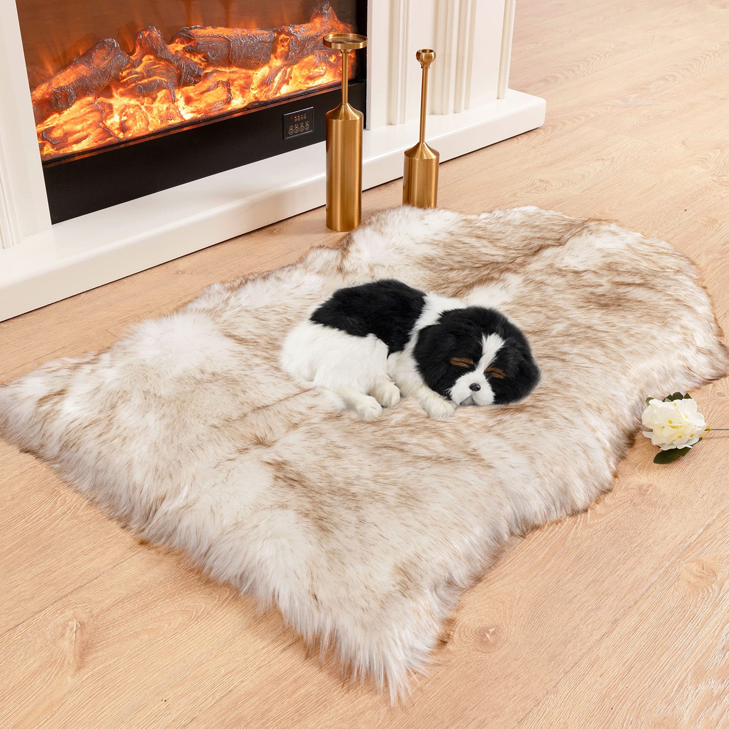 Faux Sheepskin Dog Rug for Bedroom