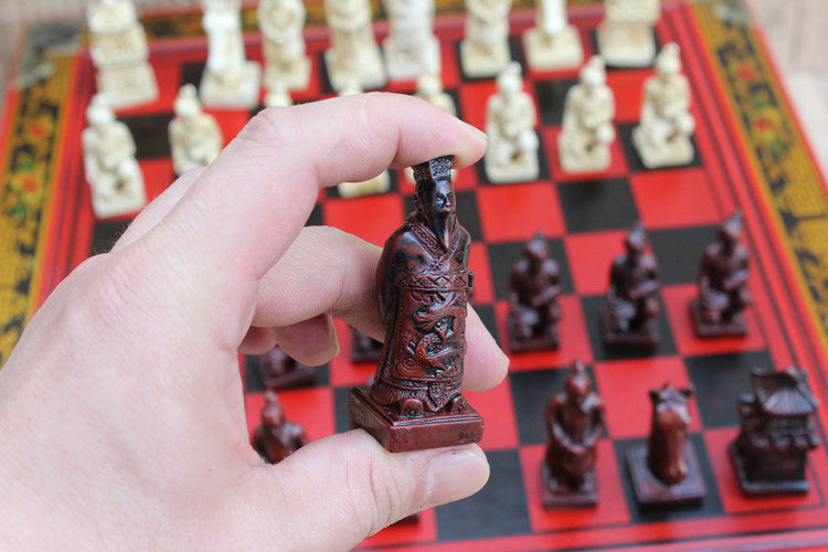 Antique Chess Set with Terracotta Warriors Design