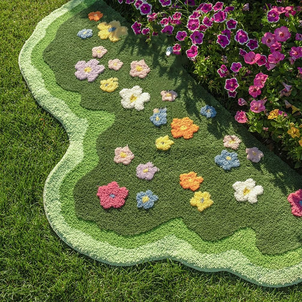 Washable Green Moss Leaf Bathroom Rug