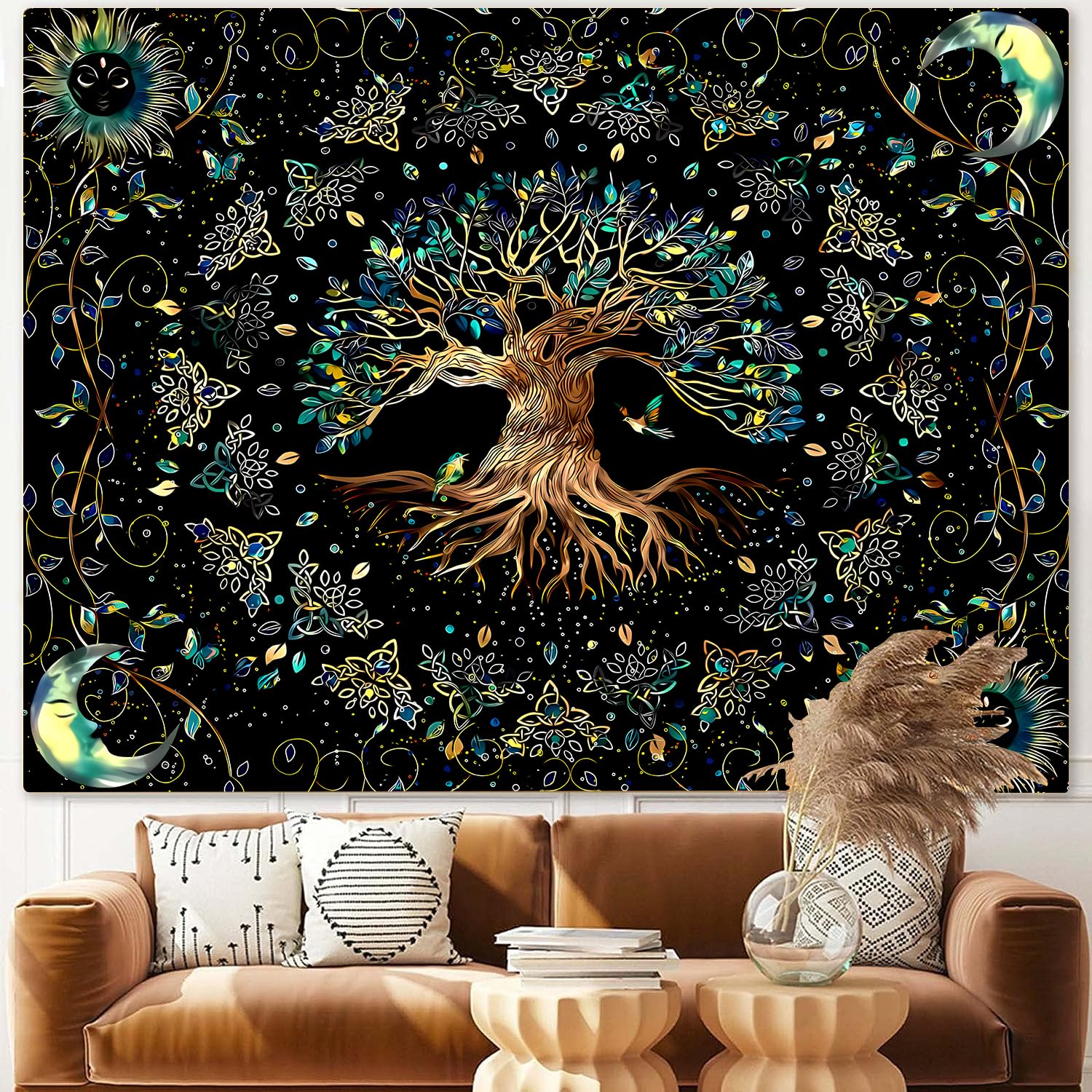 Boho Moon Phase Wall Tapestry