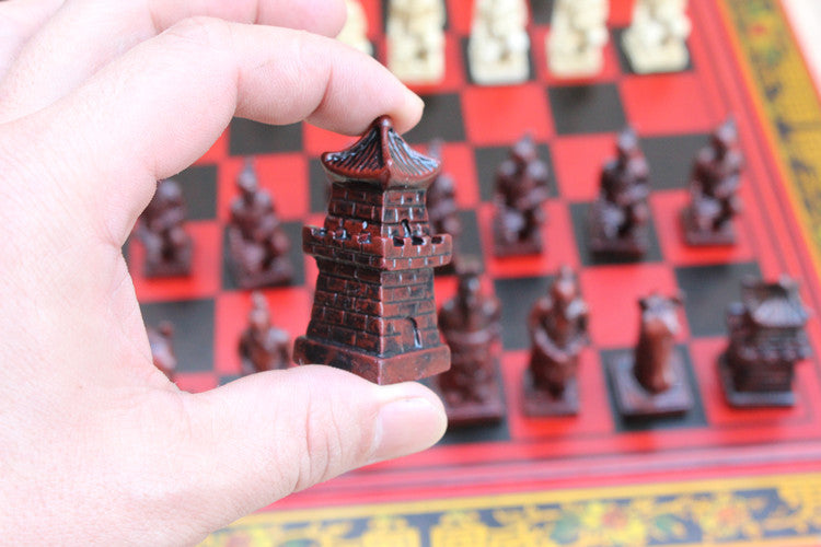 Antique Chess Set with Terracotta Warriors Design
