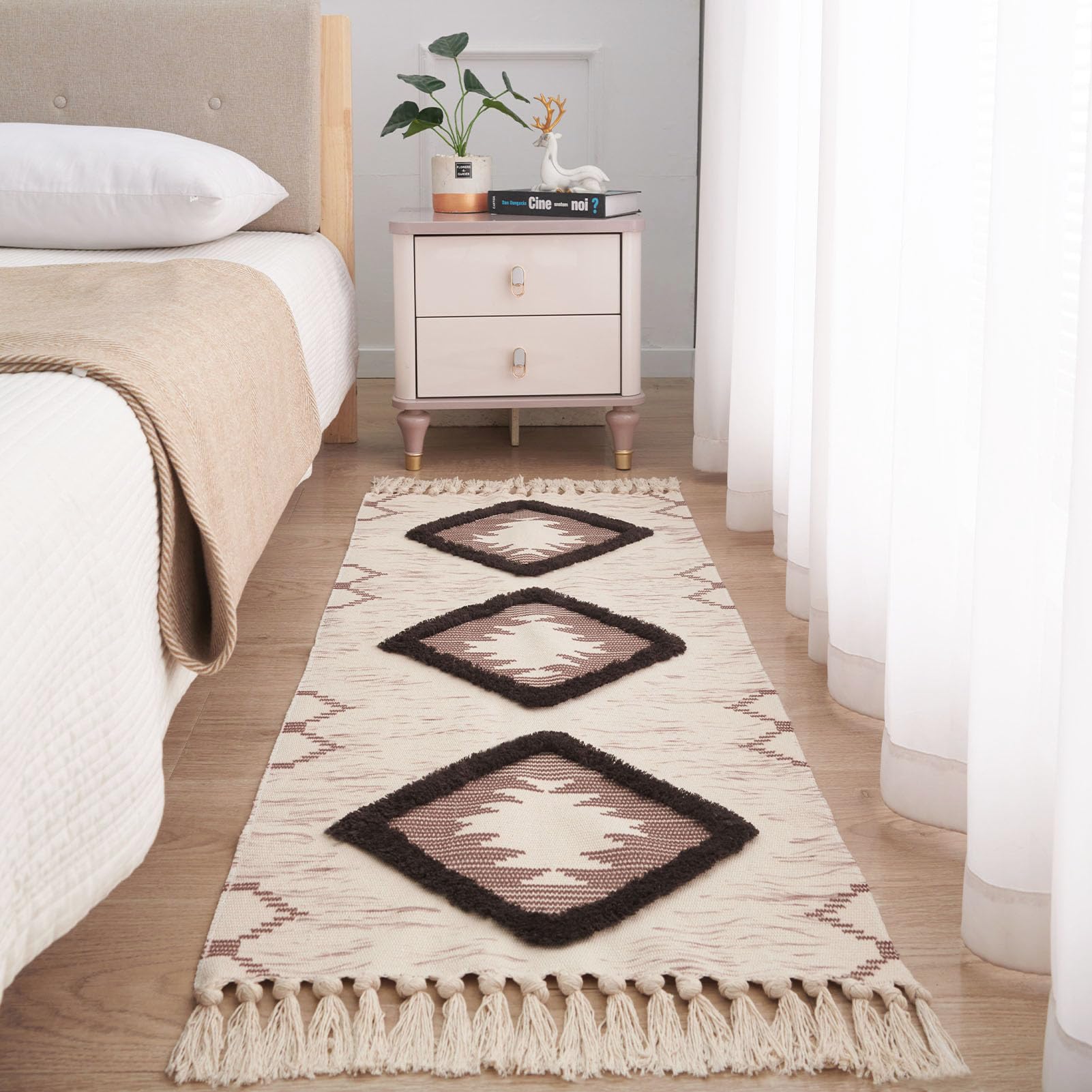 Washable Boho Bedroom Runner Rug