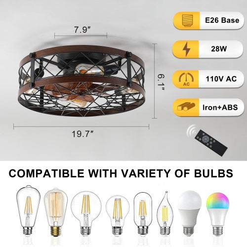 Black Cage Ceiling Fan with Light