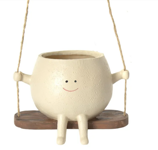 Swing Face Planter Pot with Hanging Rope