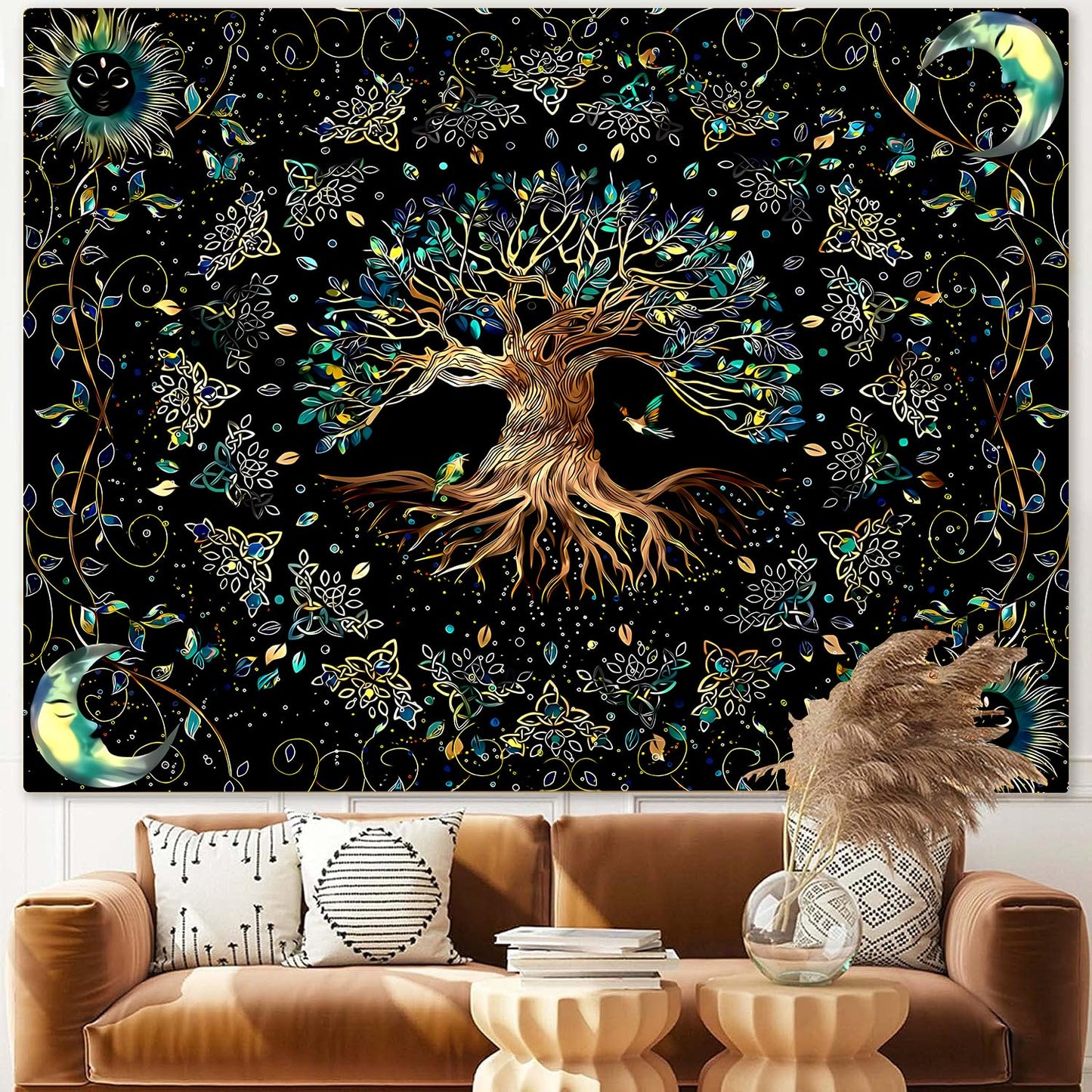 Boho Moon Phase Wall Tapestry