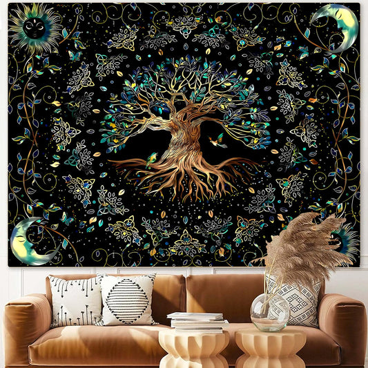 Boho Moon Phase Wall Tapestry