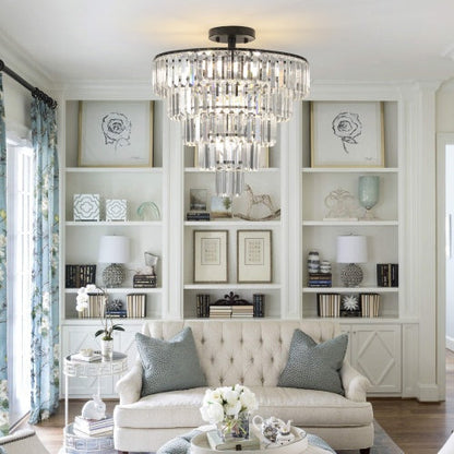 Contemporary Black Crystal Chandelier