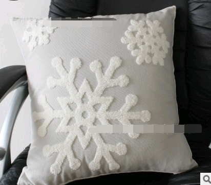 Embroidered Cotton Snowflake Christmas Pillow Covers