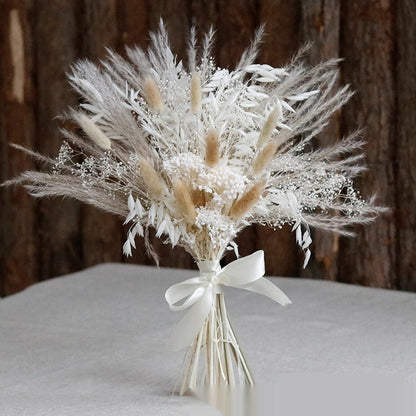 Small Dried Reed Flower Bouquet Finished Rabbit Tail Grass Mix And Mat
