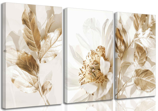 Neutral Boho Floral Canvas Wall Art