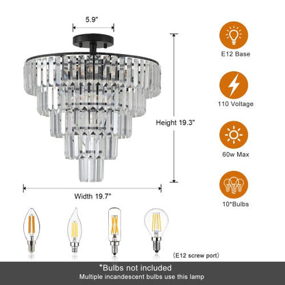Contemporary Black Crystal Chandelier