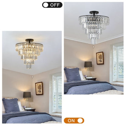 Contemporary Black Crystal Chandelier