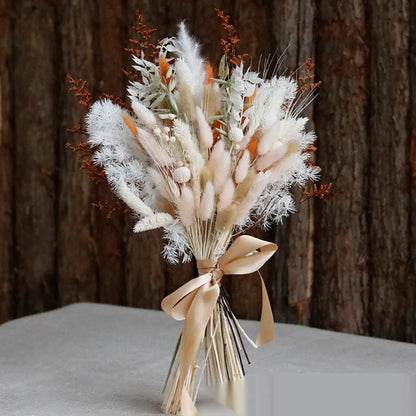 Small Dried Reed Flower Bouquet Finished Rabbit Tail Grass Mix And Mat