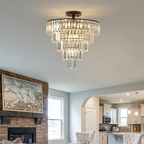 Contemporary Black Crystal Chandelier