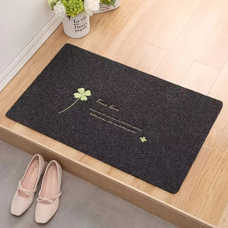 Flower & Letter Decor Non-Slip Indoor Doormat 1pc