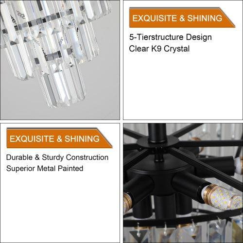 Contemporary Black Crystal Chandelier