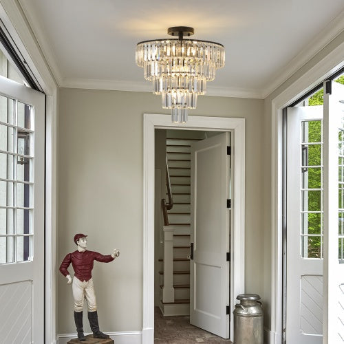 Contemporary Black Crystal Chandelier