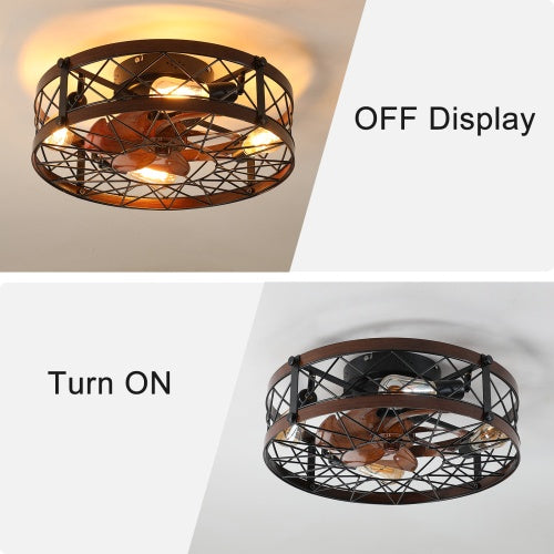 Black Cage Ceiling Fan with Light