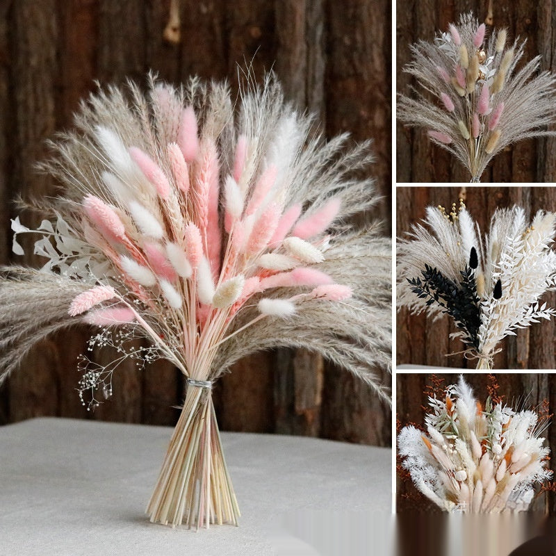 Small Dried Reed Flower Bouquet Finished Rabbit Tail Grass Mix And Mat